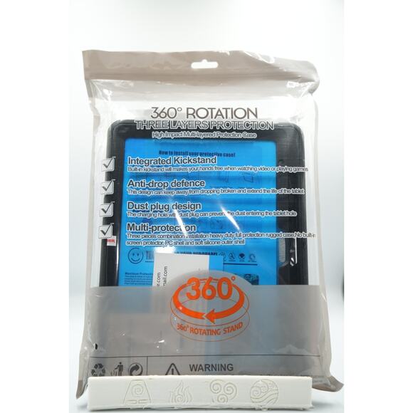 360° Rotation Rugged Tablet Case Black Kickstand Strap for iPad 10th Gen - Picture 7 of 7